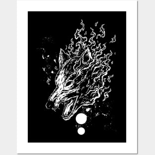 Wolf on fire Posters and Art